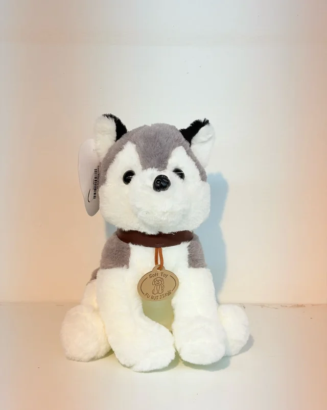 Wazood Soft Husky Soft Toy for Kids, Dog Stuffed Animals Cute Teddy Bear - 45 cm (Cream, White)