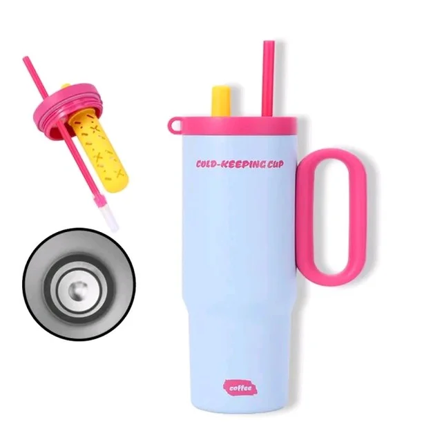 YOGARISE 1.2L Tumbler with Handle Straw & Lid Insulated Reusable Stainless Steel Water Bottle | Leak Proof Mug for Office, Gym, Travelling(Black)
