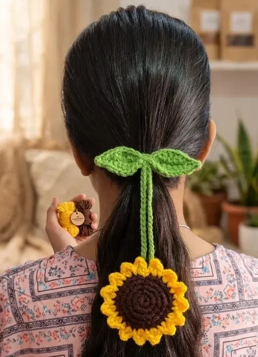 Crochet Sunflower Rubber Band