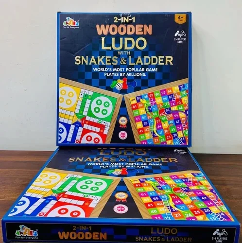 Wooden Ludo With Snake And Ladders