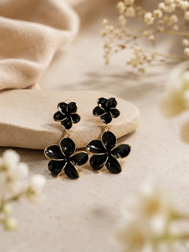 Black Flower Earring 