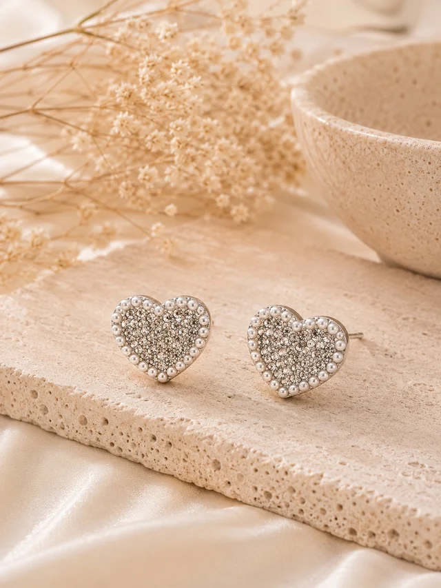 Heart Pearl Earrings 