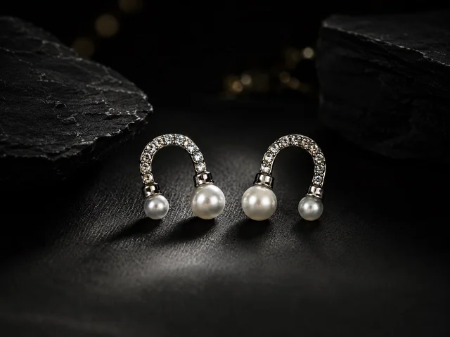 U Shape With Joint Pearl Earring 