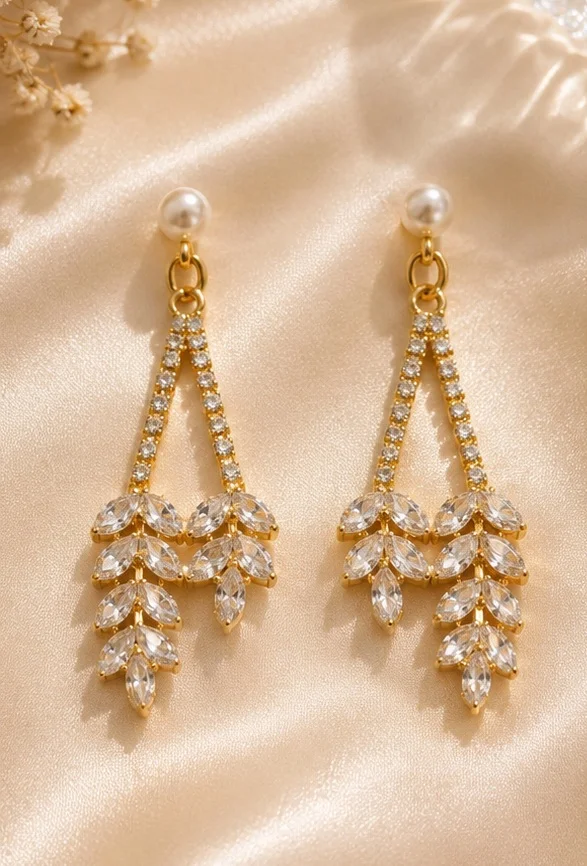 Leafs With Diamonds Earrings
