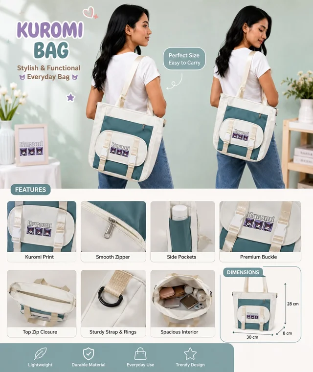 Kuromi Tote Bag ( White ) 