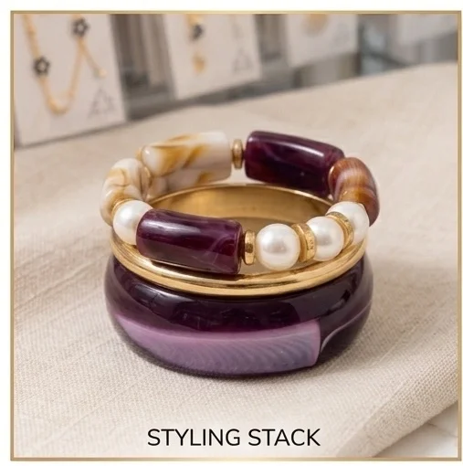 Resin Bangle Stack ( Purple ) 