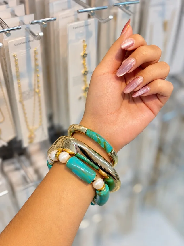 Resin Bangle Stack ( Aqua ) 