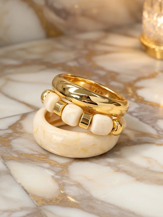 Resin Bangle Stack  ( Off White )