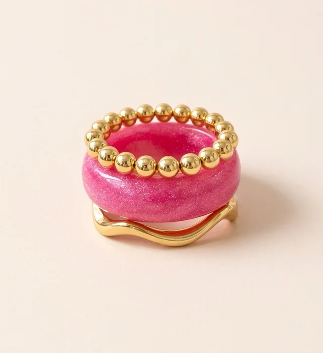 Resin Bangle Stack ( Pink Set Of 3 )