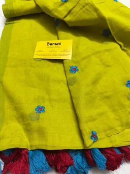 Mini Flower Embroidery mul cotton saree