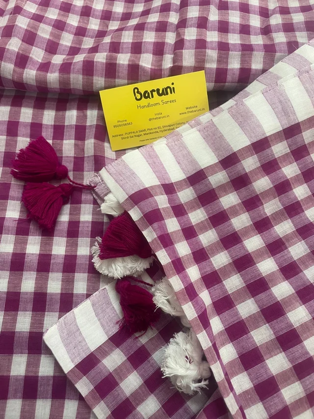 Checks style mul cotton saree