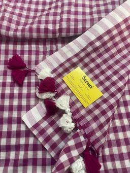 Checks style mul cotton saree