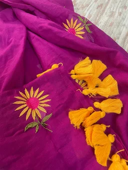 Sunflower Embroidery saree
