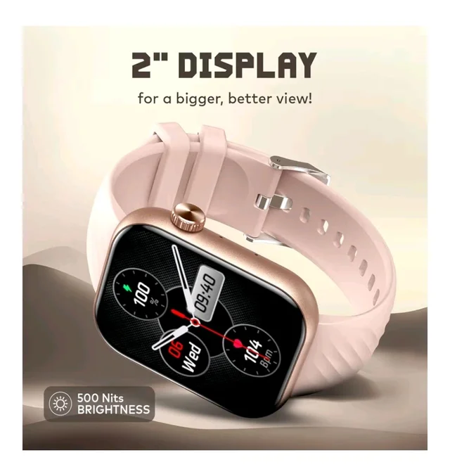 itel Alpha 2 51.05mm (2.01") LCD Display Smart Watch, 480 Nits Brightness, 7 Days Battery Life, Heart Rate & Blood Oxygen Monitoring, IP68 Waterproof with Multisport Modes (Rose Gold)