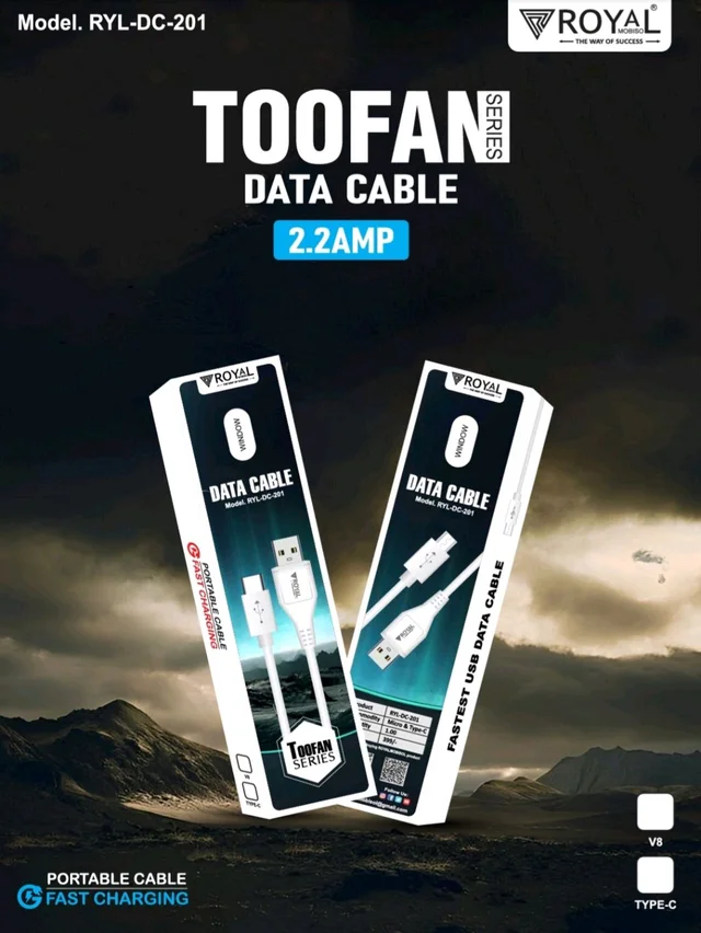 Royal V8 TOOFAN Data Cabel Fast Charging Support Premium Quality 