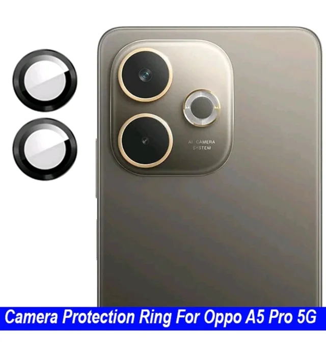 Oppo A5pro Back Camera Lens Ring Guard Protector [ Black Metal Ring with 9H Glass] Set of 1 (Pack of: 2)