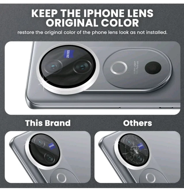 Vivo V40/40pro Back Camera Lens Ring Guard Protector , Silver Camera Rings (Pack of: 1)