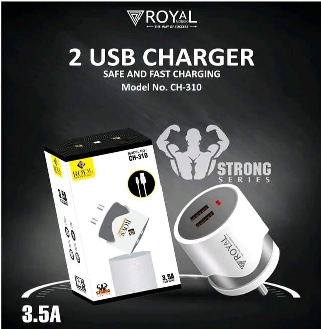 Royal 2USB Safe And Fast Charger Strong Series 3.5amp Full Support Infinity,Tecno,Itel