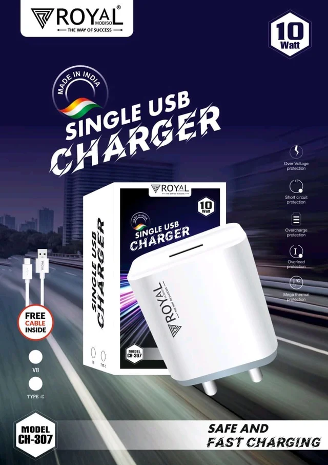 Royal Single USB Charger 10watt Fast And Safe Charging 