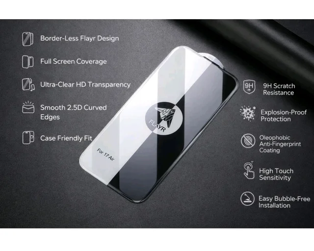 IPHONE 16PRO FLAYR HIGH QUALITY TEMPERED GLASS WITHOUT BLACK BORDER ON SIDES | FULL CLEAR SCREEN PROTECTOR | 9H HARDNESS | EXPLOSION PROOF | (Pack of 1)
