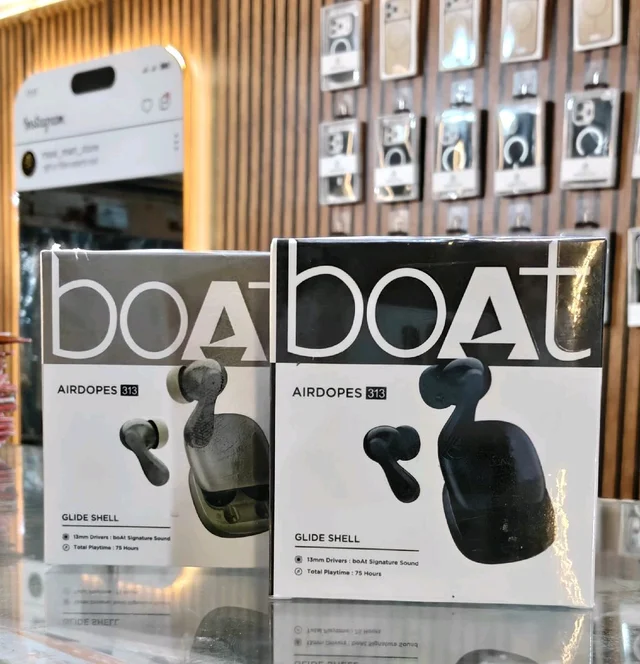 Airdopes 313, Glide Shell, ENx Tech, 75H Battery, Stream Ad Free Music via App Bluetooth Headset (Gold Mist, True Wireless)