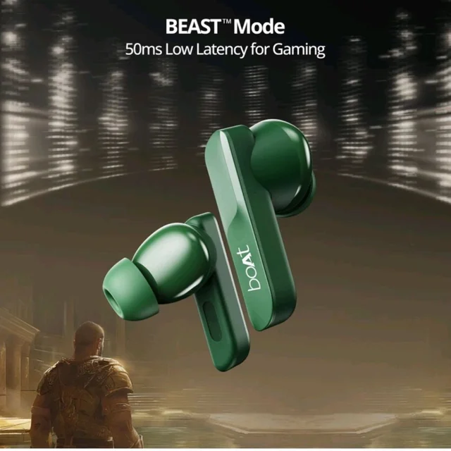 Airdopes 800 w/ Dolby Audio, 4 Mics Al-ENx Tech, Titanium Drivers & ASAP Charge Bluetooth Headset (Interstellar Green, True Wireless) - Jungle Mist