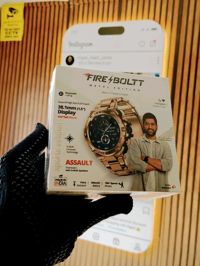 Fire-Boltt Assault Rugged Smartwatch - 1.5" HD Display, Bluetooth Calling, 600mAh Battery, Compass, Heart Rate & SpO2 Monitoring, 7-10 Days Battery Life, Heavy Metal Sports Design