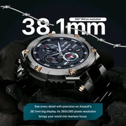 Fire-Boltt Assault Rugged Smartwatch - 1.5" HD Display, Bluetooth Calling, 600mAh Battery, Compass, Heart Rate & SpO2 Monitoring, 7-10 Days Battery Life, Heavy Metal Sports Design - BLACK