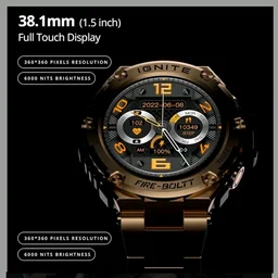 Fire-Boltt Assault Rugged Smartwatch - 1.5" HD Display, Bluetooth Calling, 600mAh Battery, Compass, Heart Rate & SpO2 Monitoring, 7-10 Days Battery Life, Heavy Metal Sports Design - BLACK