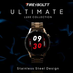 Fire-Boltt Ultimate 35.3mm (1.39) Stainless Steel Luxury Bluetooth Calling, 120+ Sports Smartwatch (Gold Strap, Free Size)