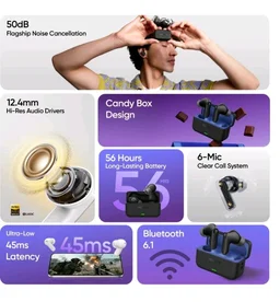 realme Buds T500 Pro with 50dB ANC|12.4mm Hi-res Drivers Spatial Audio|56 Hrs battery Bluetooth Headset (Liquor Chocolate, True Wireless)