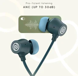Noise Airwave Pro with ANC, 60 Hrs of Playtime, Low latency(Up to 40ms), 3 EQ Modes Bluetooth Headset (Metallic Blue, In the Ear)