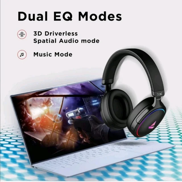 boAt Immortal IM-300 with 50MM Drivers, Dual EQ Modes & RGB Lights Wired Gaming Headset (Black, On the Ear)