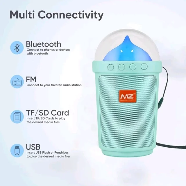 Ice Cream Shape Bluetooth Speaker with LED Light, FM/USB/TF Card & Mic Input 8 W Bluetooth Speaker