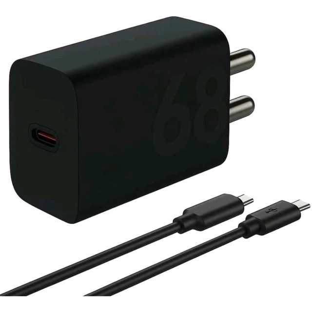 Moto 68 W TurboPower 3.0 5 A Wall Charger for Mobile with Detachable Cable (For Moto g96 5g, Black, Cable Included)