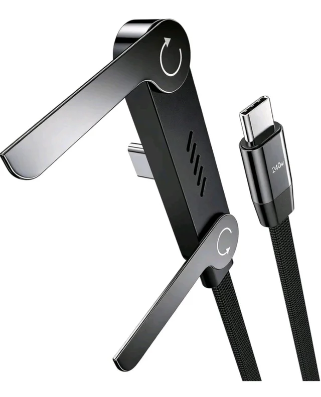 mPix 2-in-1 Cable 1.5 m Original 240W USB C Charging Cord with Adjustable Folding Stand Braided Fast Charge Type C Cable | High-Speed Sync Wire for Mobile Phones, Tablets & Laptop Devices (Compatible with Samsung/Oppo/Vivo/ Apple/Realme/iQOO/Motorola & Type-C Devices, Black, One Cable, USB Type C To USB Type C,

240 W)