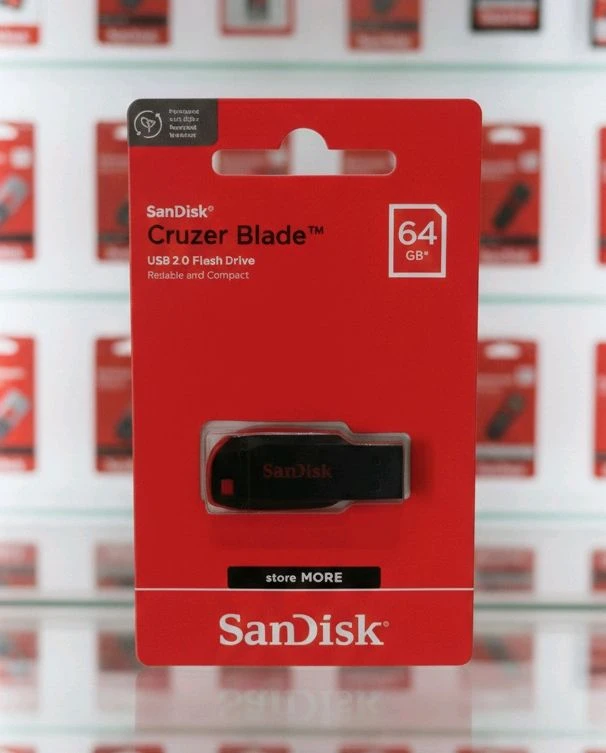 SanDisk Cruzer Blade 64GB, USB 2.0, Flash drive, Pendrive, Red, 1Y Warranty (SDCZ50-064G-I35)