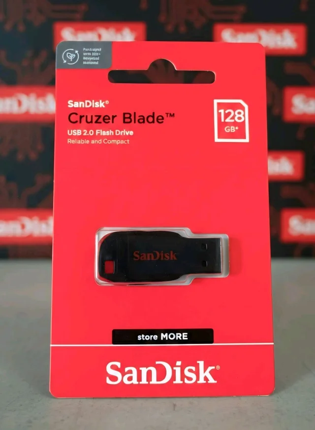 SanDisk Cruzer Blade 128GB, USB 2.0, Flash Drive, Pendrive, Red, 5Y Warranty (SDCZ50-128G-I35)