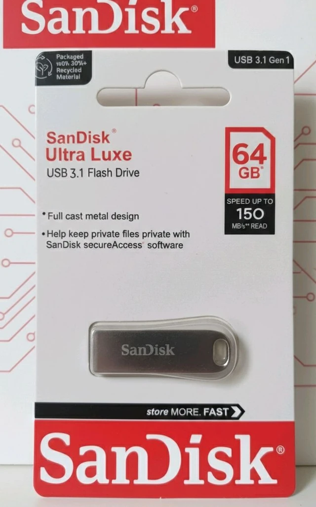 SanDisk Ultra Luxe 64GB, USB 3.1 Gen 1, Flash Drive, Upto 400MB/s R, Pendrive, Metal, 5Y Warranty (SDCZ74-64G-I35)