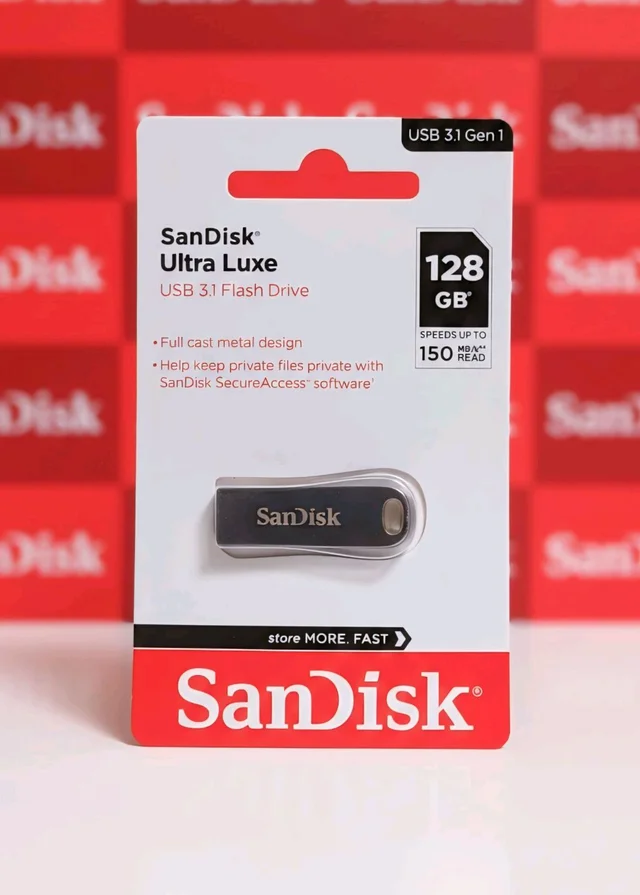 SanDisk Ultra Luxe 128GB, USB 3.1 Gen 1, Flash Drive, Upto 400MB/s R, Pendrive, Metal, 5Y Warranty (SDCZ74-128G-I35)