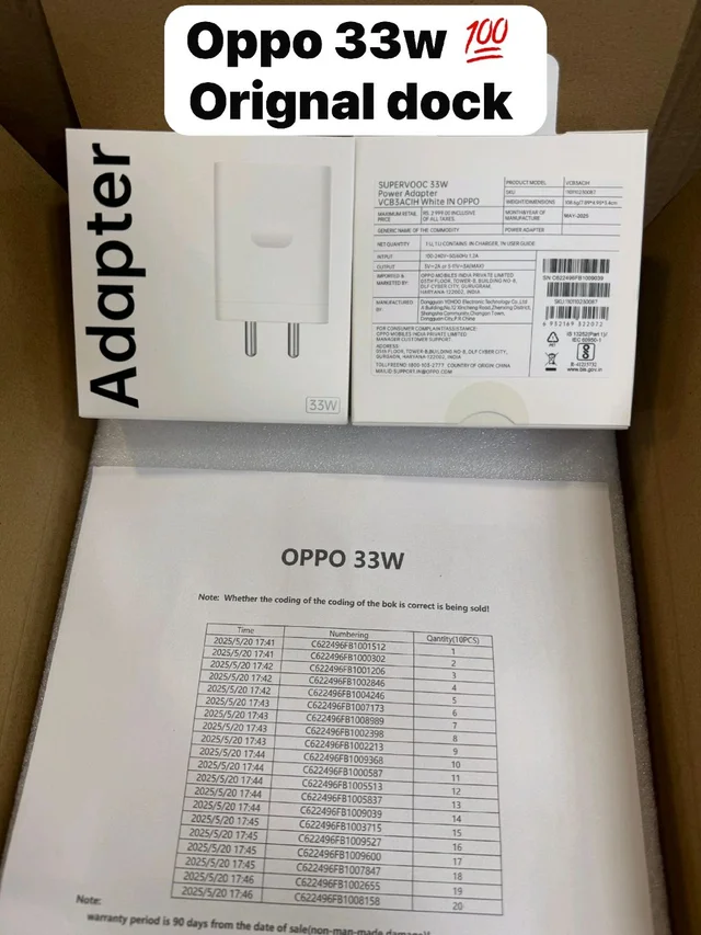 Oppo 33w Adapter Original With Service Center Warranty
