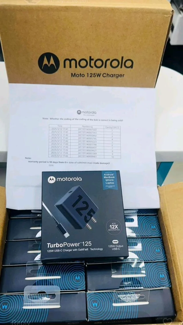 Motorola Turbo Power 125w Usb-C Charger With Ganfast Technology Original