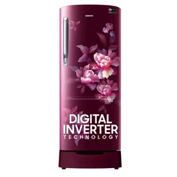 Samsung 183 L Direct Cool Single Door 5 Star Refrigerator with Base Drawer with Digital Inverter (Himalaya Poppy Red, RR20D2825HN/NL)