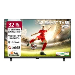 LG AI LB65 80 cm (32 inch) Full HD LED Smart WebOS TV 2026 Edition with Alpha5 AI Processor Gen9, HDR10 Pro, AI Magic Remote Compatible, AI Sound Pro (Virtual 9.1.2 Up-mix), 60 Hz Refresh Rate, 5 Years OS upgrade, Secured by LG Shield, LG Channels (32LB650BPLA)