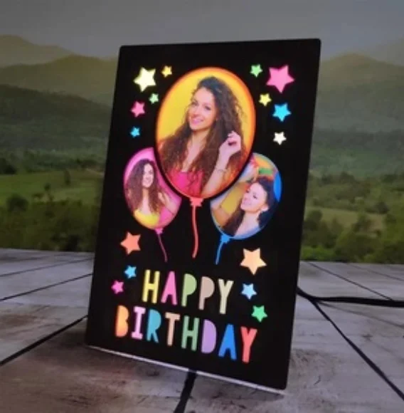 Happy Birthday Personalized LED Photo Frame - 8x6