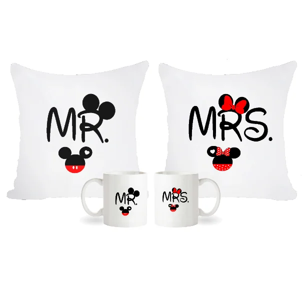 Mr and Mrs Cushion and Mug gift combo for valentine - 2+2