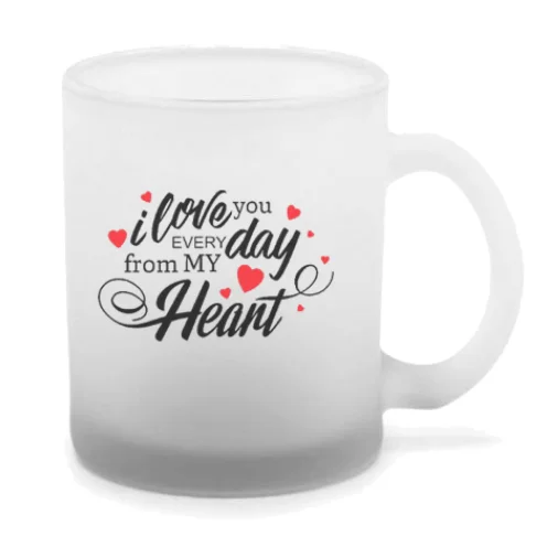 Valentine's day gift frosted glass Mug - 330 ML, I love you