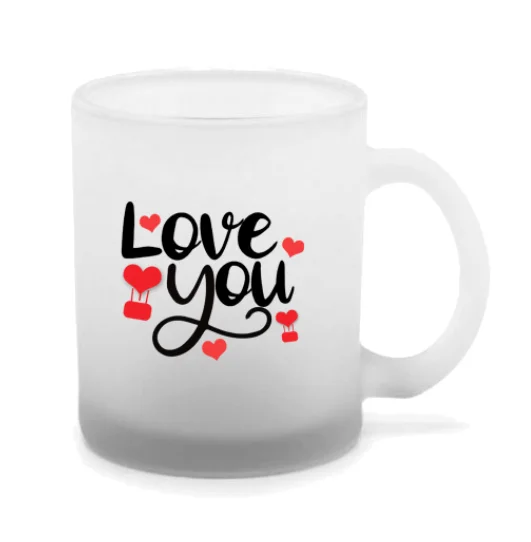 Love You | Valentine's day gift frosted glass Mug - 330 ML, White