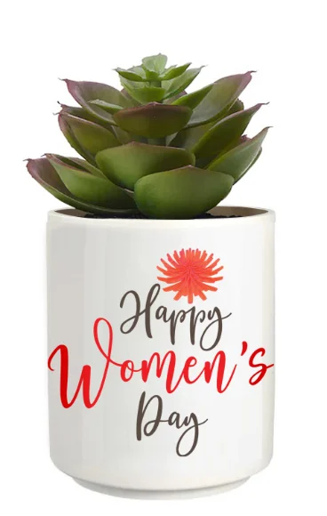Women's day ceramic planter - 330 ML