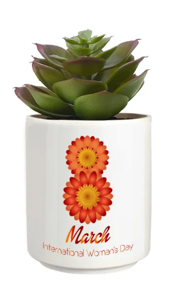 Women's day ceramic planter - 330 ML